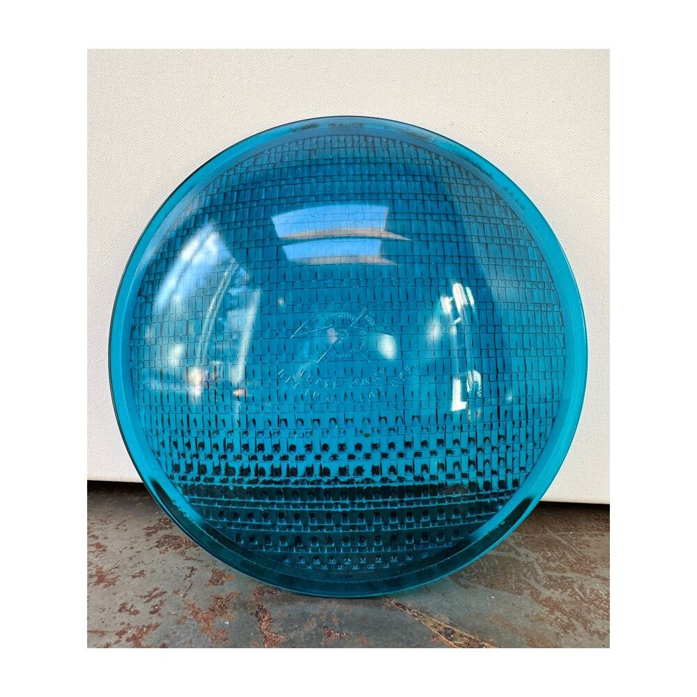 Vintage Kopp/Eagle Glass Prismatic Signal Lens Aqua Blue 8.25”